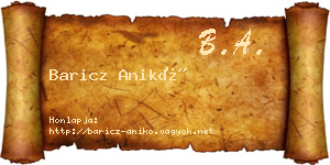 Baricz Anikó névjegykártya
