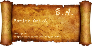 Baricz Anikó névjegykártya